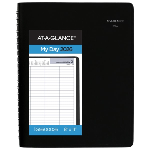 AT-A-GLANCE DayMinder 2026 Four Person Daily Appointment Book, Black, Large, 8in x 11in