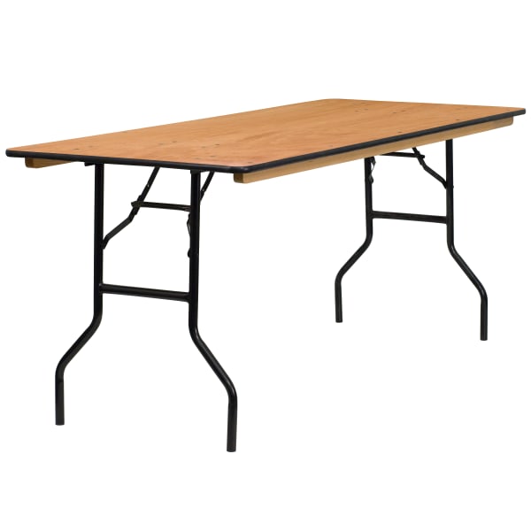 Flash Furniture Rectangular Folding Banquet Table, 30-1/4inH x 30inW x 72inD, Natural/Black