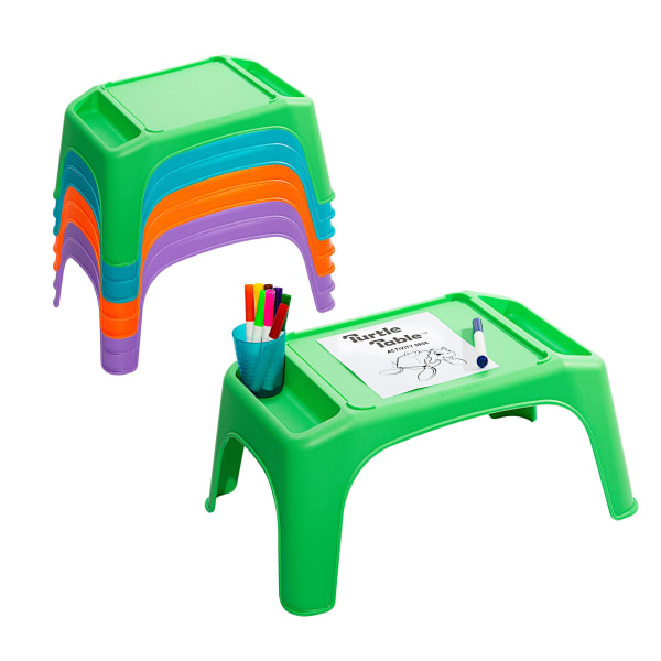 LapGear Turtle Table Kids Activity Lap Desk Tray, Assorted Bright Colors, 8-Pack