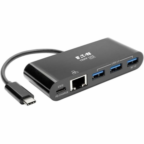 Eaton Tripp Lite series 3-Port USB C hub w/ Gigabit ethernet GbE, USB-C Charging USB Type C USB-C USB 3.1 Hub - U4600033AGBC