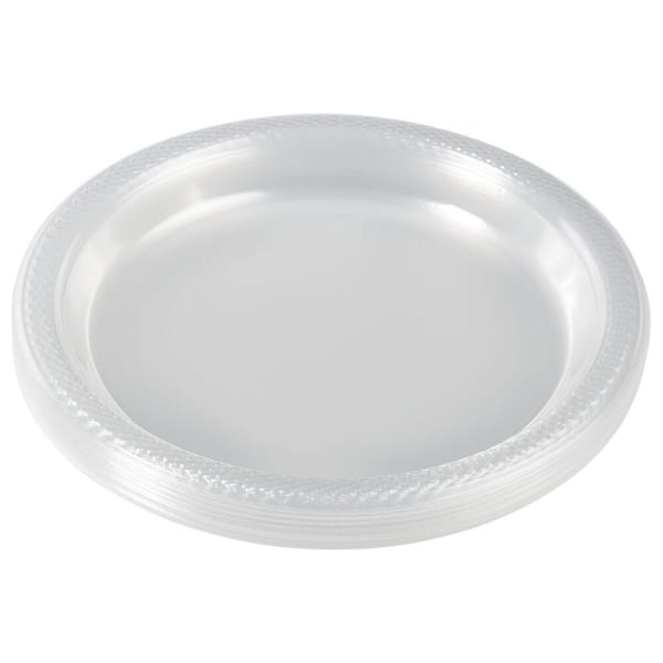 JAM PAPER Round Plastic Party Plates, Small, 7 inch, Clear, 20/Pack
