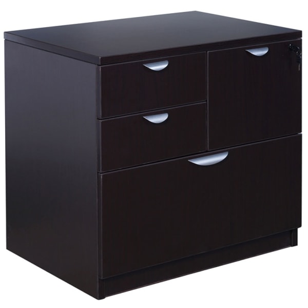 Boss Office Products Combo 31inW x 22inD Lateral 4-Drawer File Cabinet, Mocha