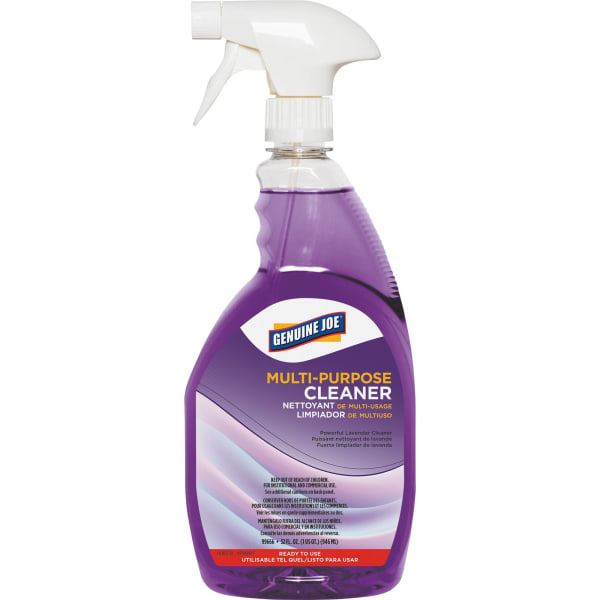 Genuine Joe Multi-purpose Cleaner - For Kitchen - Ready-To-Use - 32 fl oz (1 quart) - Lavender Scent - Deodorize, Long Lasting, Butyl-free, Phosphate-free - Purple - 1 Each