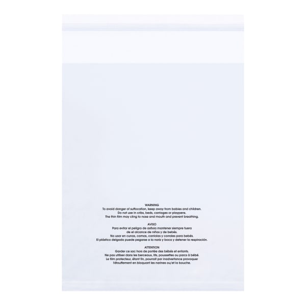 Partners Brand 1.5 Mil Resealable Suffocation Warning Poly Bags, 16in x 20in, Clear, Case Of 100