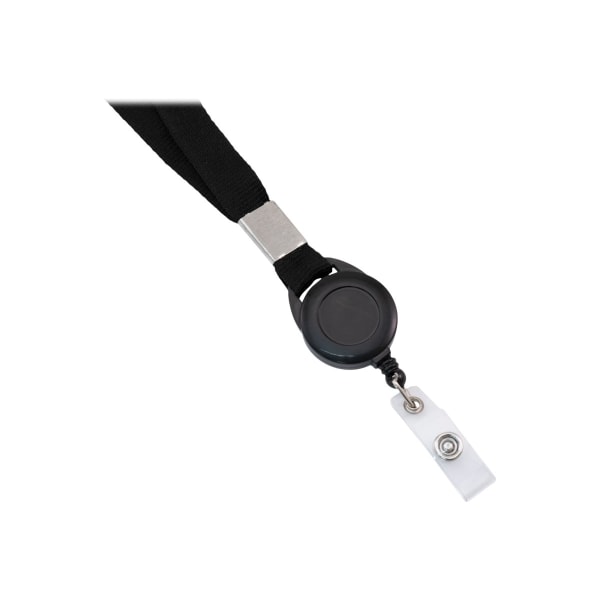 Advantus Badge Reel Lanyard - 36in Length - Black - Woven - 12 / Pack