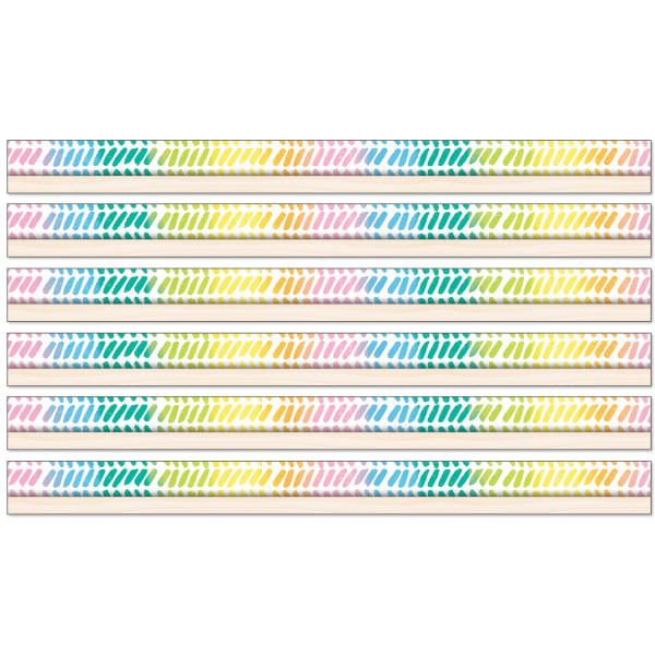 Carson Dellosa Education Happily Ever Elementary Creatively Inspired Straight Borders, Watercolor Chevron, 12 Borders Per Pack, Set Of 6 Packs