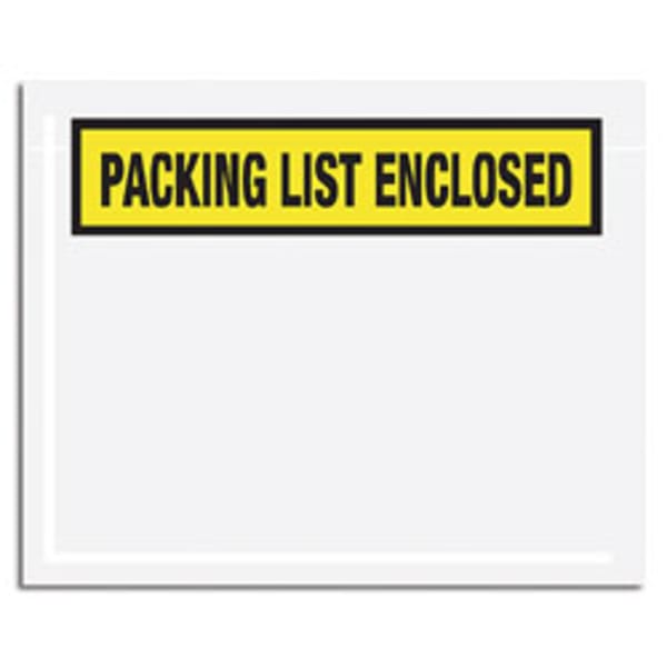 Tape Logic "Packing List Enclosed" Envelopes, Panel Face, Yellow, 4 1/2in x 6in Pack Of 1,000