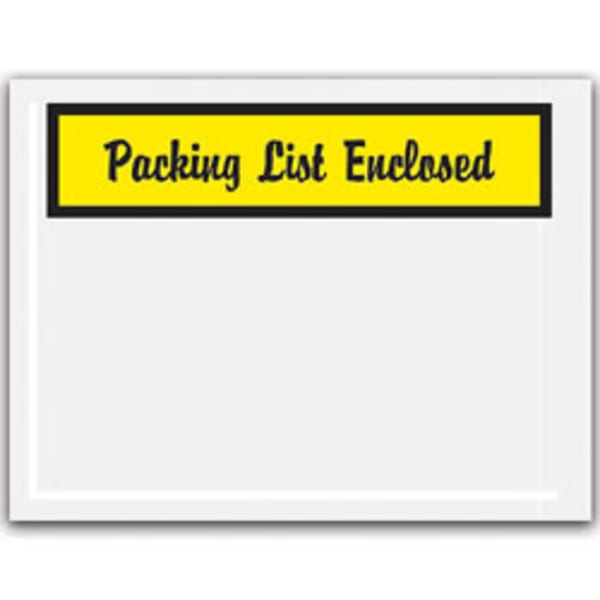Tape Logic "Packing List Enclosed" Envelopes, Panel Face Yellow, 4 1/2in x 6in Pack Of 1,000