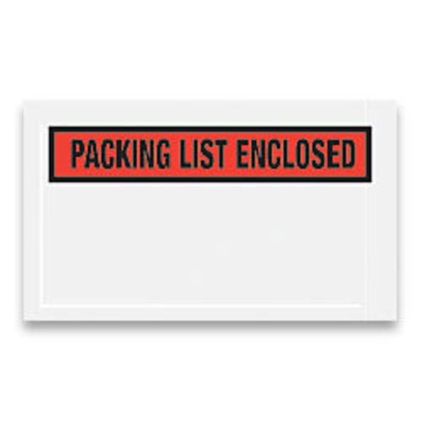 Tape Logic "Packing List Enclosed" Envelopes, Panel Face, Red, 5 1/2in x 10in Pack Of 1,000