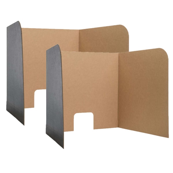 Flipside Products Computer Lab Privacy Screens, Corrugated Cardboard, 62in x 22-1/2in, Black, 3 Screens Per Pack, Set Of 2 packs