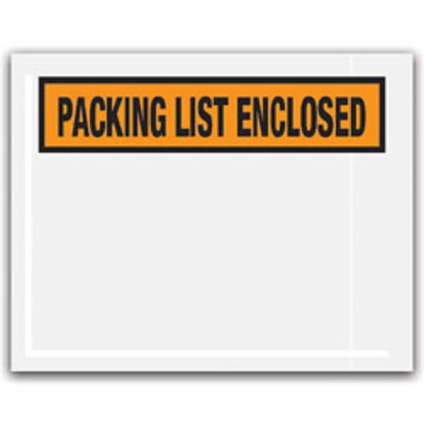 Partners Brand "Packing List Enclosed" Envelopes, Panel Face, Orange, 4 1/2in x 5 1/2in Pack Of 1,000