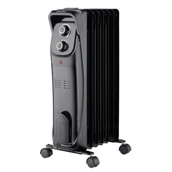 Comfort Glow 1,500-Watt 7-Fin Oil-Filled Heater With Thermostat, 9in x 25-1/4in, Black