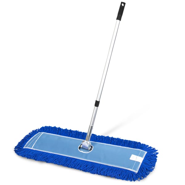 Gritt Commercial All-In-One Microfiber Dust Mop Set With 72in Telescopic Handle, 36in, Blue/Silver