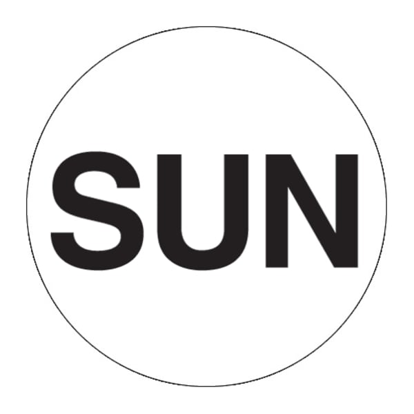 Tape Logic Permanent Inventory Label Roll, DL6561, Weekday-Style, "SUN," 1in, White, Roll Of 500