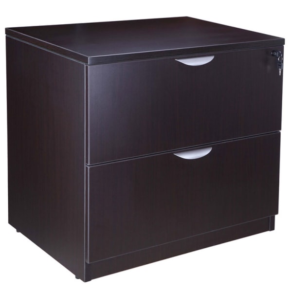 Boss Office Products 31inW x 22inD Lateral 2-Drawer File Cabinet, Mocha