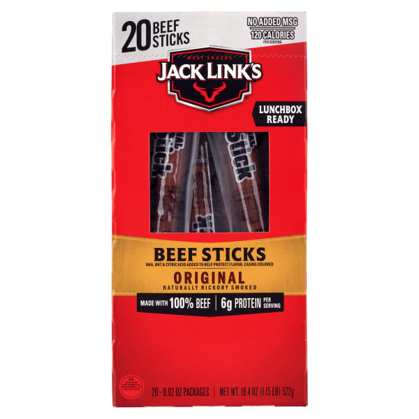 Jack Links Big Beef Sticks, 0.92 Oz, Box Of 20