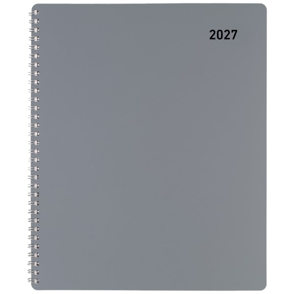 Office Depot Brand Weekly Monthly Appointment Book, 8 1/2in x 11in, Silver, January 2027 to December 2027, OD71053027