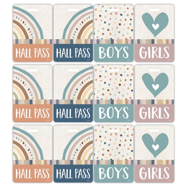 Teacher Created Resources Hall Passes With Lanyards, 16-1/2in, Everyone is Welcome, 4 Passes Per Pack, Bundle Of 3 Packs