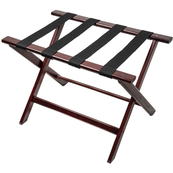 CSL Deluxe Wood Luggage Rack, 18inH x 26inW x 17inD, Cherry Mahogany/Brown