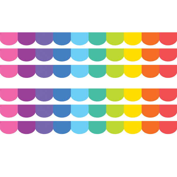 Teacher Created Resources Scalloped Border Trim Packs, 35', Colorful, Set Of 6 Packs