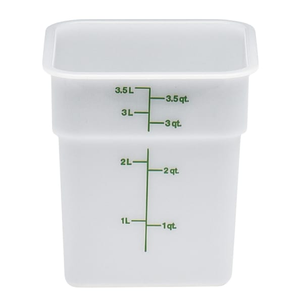 Cambro Poly CamSquare Food Storage Containers, 4 Qt, White, Pack Of 6 Containers