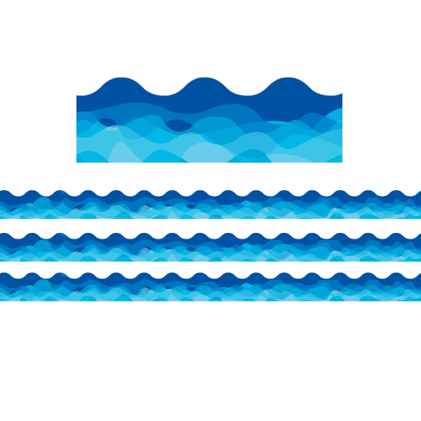 Creative Teaching Press Scallops EZ Borders, Waves Of Blue, 24 Borders Per Pack, Set Of 3 Packs