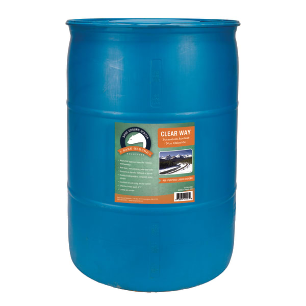 Bare Ground Clear Way Non-Chloride Potassium Acetate Liquid De-Icer, 55 Gallons