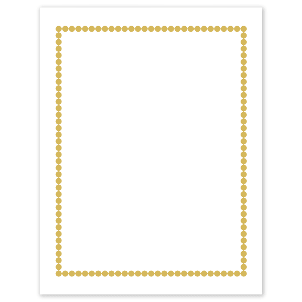 Avery Printable Cards, 8-1/2in x 11in, Matte White With Preprinted Gold Bead Design, Pack Of 10