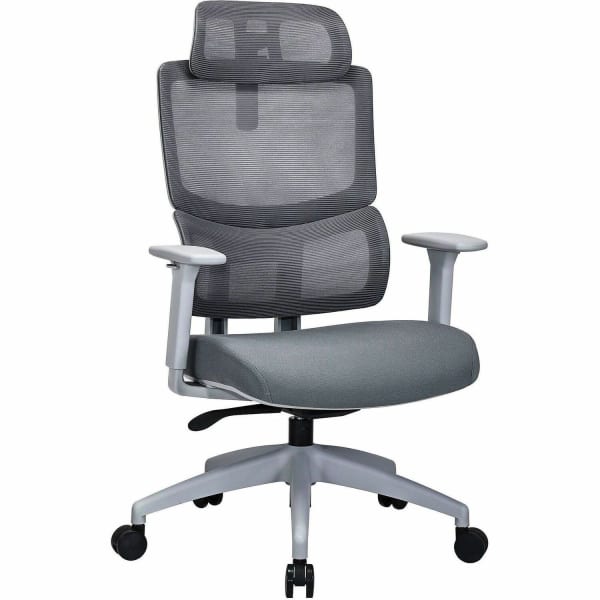 Lorell Ripley High Mesh-Back Chair with Articulating Lumbar Support - High Back - Gray - Fabric, Mesh - 1 Each