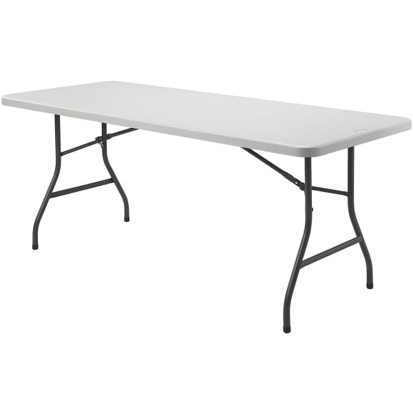 Lorell 96inW Rectangular Banquet Table, Black/Gray