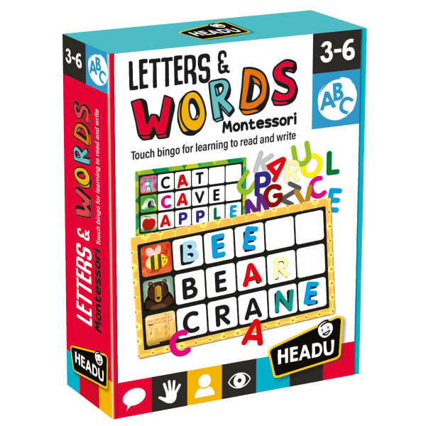 Headu Montessori Touch Bingo Letters & Words, Pre-K To 1st Grade