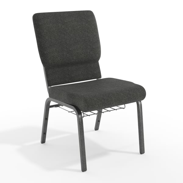 Flash Furniture HERCULES Church Chair With Book Rack, Dark Gray/Silver Vein