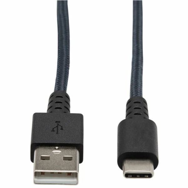 Tripp Lite Heavy Duty USB-A to USB C Charging Sync Cable for Android M/M 3ft - First End: 1 x USB Type A Male USB - Second End: 1 x USB Type C Male USB - 60 MB/s - Nickel Plated Connector - Gold Plated Contact - Gray