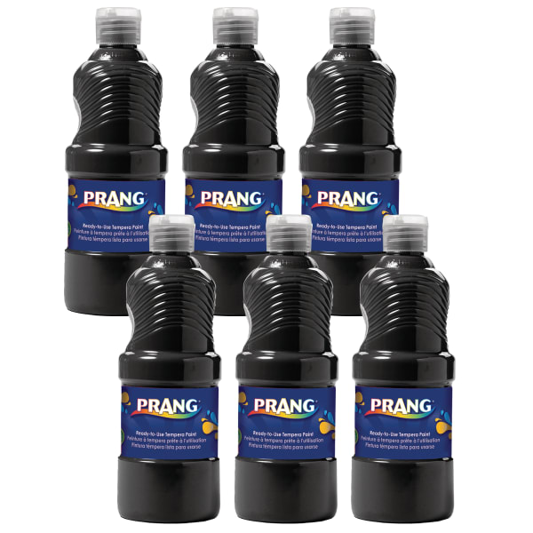 Prang Ready-To-Use Tempera Paints, 16 Oz, Black, Pack Of 6 Paints