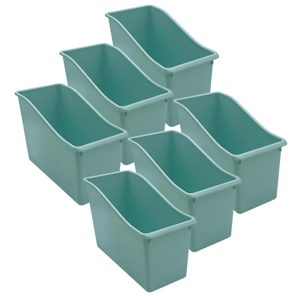 Teacher Created Resources Plastic Book Bins, 7-1/2inH x 11-3/8inW x 5-1/2inD, Calming Blue, Pack Of 6 Bins