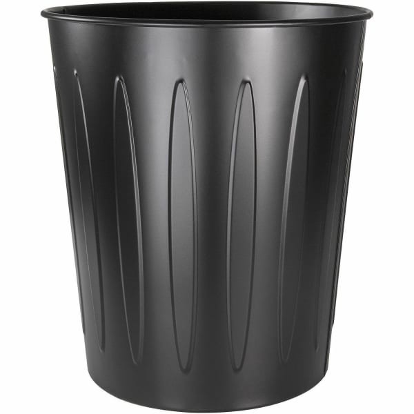 Genuine Joe 6-gallon Fire-safe Trash Can - 6 gal Capacity - Fire-Safe, Sturdy - 14in Height x 13in Diameter - Metal, Steel - Black - 6 / Carton