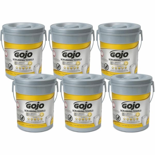 Gojo Scrubbing Towels - 10.50in Width x 13in Length - White - 72 Tub - 6 / Carton