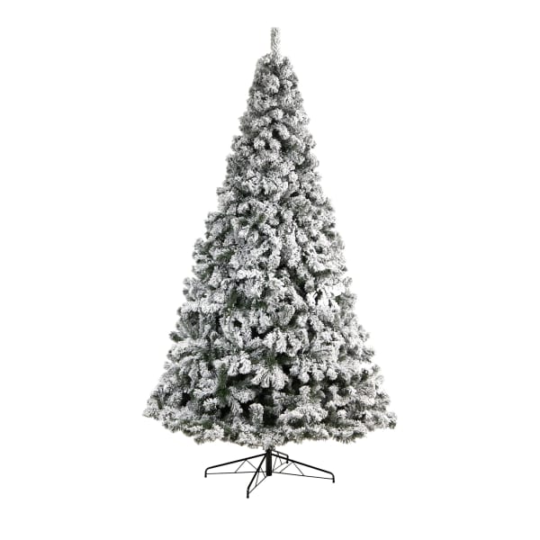 Nearly Natural Flocked West Virginia Fir 120inH Artificial Christmas Tree With Bendable Branches, 120inH x 68inW x 68inD, Green