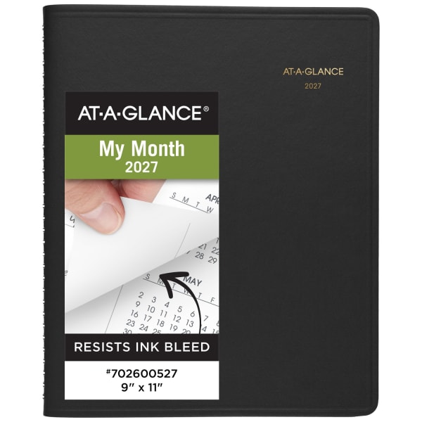 AT-A-GLANCE 2027 15-Month Monthly Planner, Black, Large, 9in x 11in