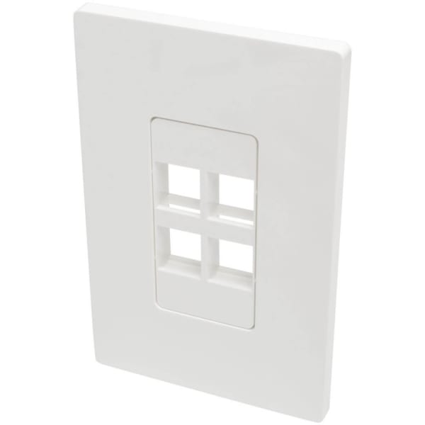 Eaton Tripp Lite Series Single-Gang 4-Port Wall Plate Keystone Cat5/6 USB HDMI Dport RCA - Faceplate - white - 1-gang - 4 ports - TAA Compliant