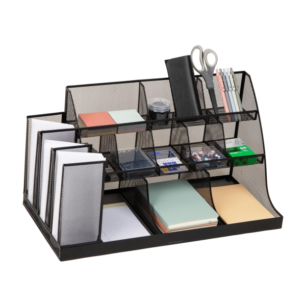 Mind Reader 14-Compartment Coffee Cup and Condiment Organizer, 12-1/2inH x 11-1/2inW x 23-3/4inL Black