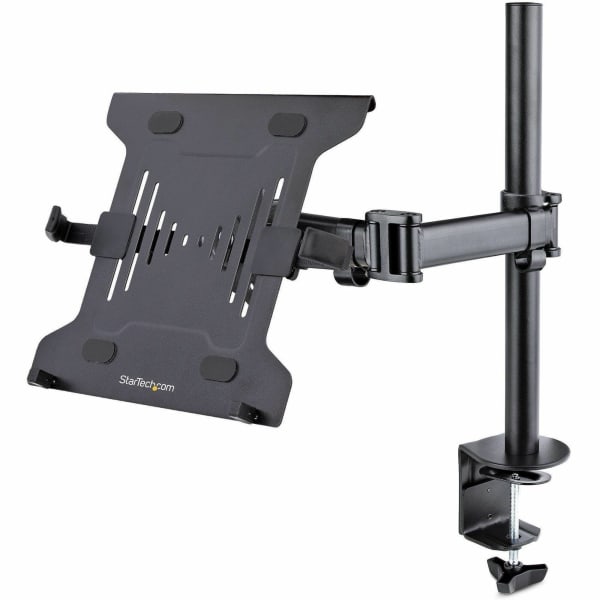 StarTech.com Laptop Desk Mount, Monitor and Laptop Arm Mount, Displays up to 34in (17.6lb/8kg), VESA Laptop Tray Arm, Clamp / Grommet