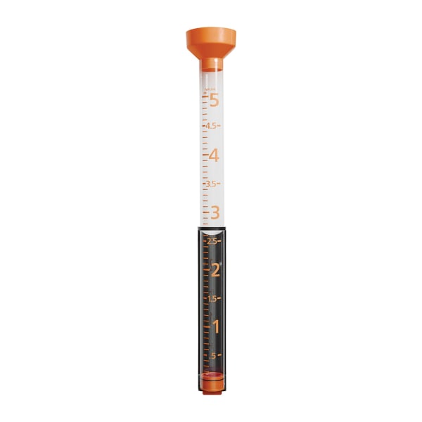 Taylor Precision Products 5in-Capacity Jumbo Rain Gauge, 27-3/16inH x 3-3/4inW x 3-3/4inD, Orange