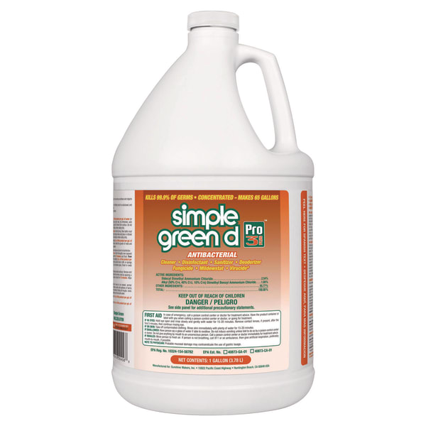 Simple Green d Pro 3 Plus Antibacterial Concentrate, Herbal, 1 gal Bottle, 6/Carton