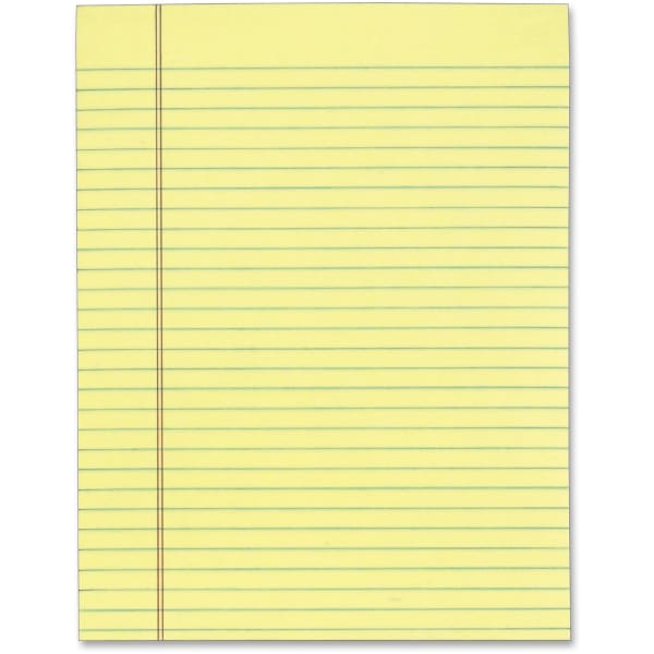Tops 7522 Gum Top Pad - 50 Sheets - Glue - Ruled Red Margin - 16 lb Basis Weight - Letter - 8 1/2in x 11in Sheet Size - Canary Paper - Perforated - 12 / Pack