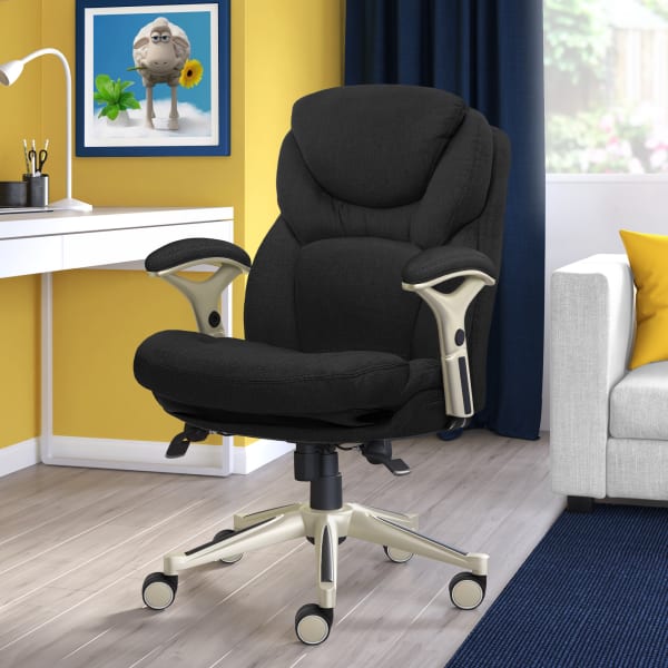Serta Claremont Ergonomic Bonded Leather Mid-Back Office Chair, Dark Gray/Silver
