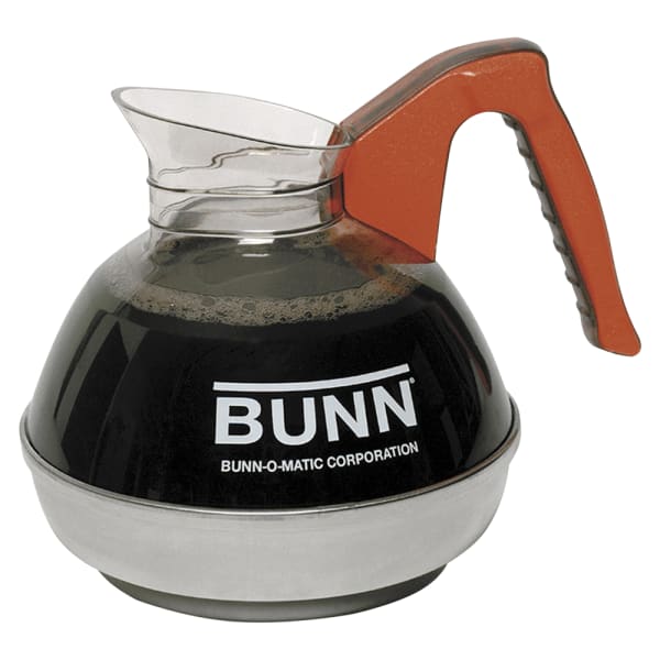 BUNN Easy Pour 12 Cup Commercial Coffee Decanter, Decaffeinated, Orange Handle