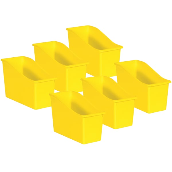 Teacher Created Resources Plastic Book Bins, 7-1/2inH x 11-3/8inW x 5-1/2inD, Yellow, Pack Of 6 Bins