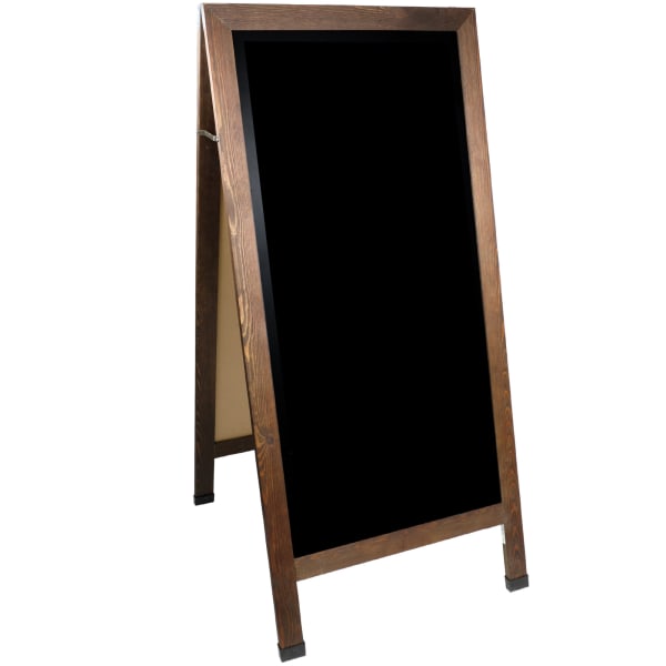 Excello Global Products Double-Sided A-Frame Magnetic Indoor/Outdoor Chalkboard Sign, Porcelain, 59in x 27in, Brown Wood Frame