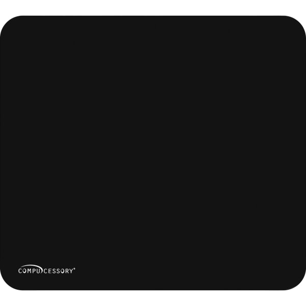 Compucessory Smooth Cloth Nonskid Mouse Pads - 9.50in x 8.50in Dimension - Black - Rubber, Cloth - 1 Each